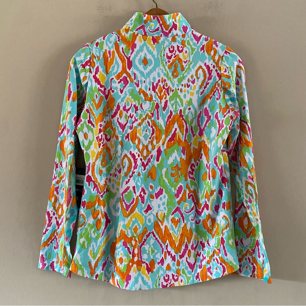 NWT IBKUL Women’s Tillie Seafoam Multi Mock Neck Long Sleeve Top Golf UPF SMALL - Picture 3 of 13